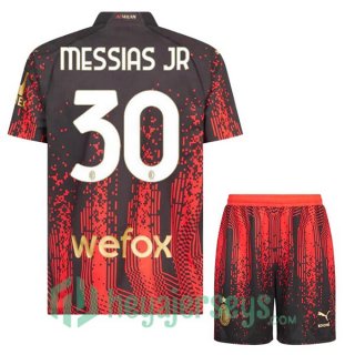 AC Milan (MESSIAS JR 30) Kids Soccer Jersey Fourth Red Black 2022/2023