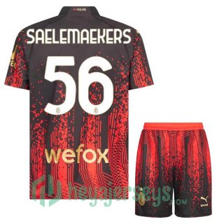 AC Milan (SAELEMAEKERS 56) Kids Soccer Jersey Fourth Red Black 2022/2023