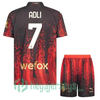 AC Milan (ADLI 7) Kids Soccer Jersey Fourth Red Black 2022/2023