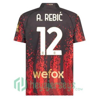 AC Milan (A. REBIĆ 12) Soccer Jersey Fourth Red Black 2022/2023