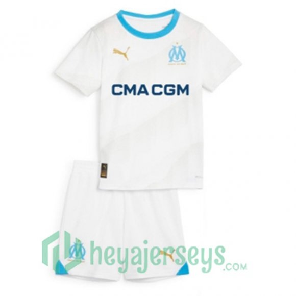 Marseille OM Kids Soccer Jersey Home White 2023/2024