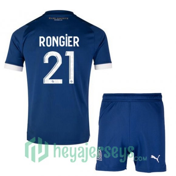 Marseille OM (RONGIER 21) Kids Soccer Jersey Away Blue 2023/2024