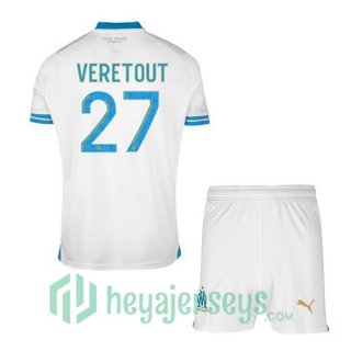 Marseille OM (VERETOUT 27) Kids Soccer Jersey Home White 2023/2024