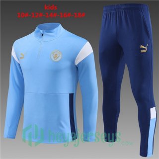 Manchester City Kids Training Tracksuit Suit Blue 2023/2024