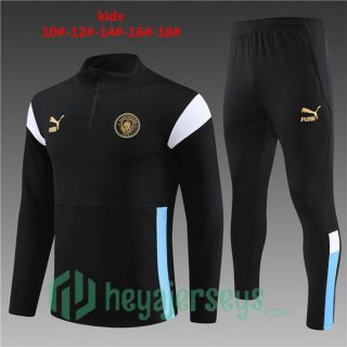 Manchester City Kids Training Tracksuit Suit Black 2023/2024