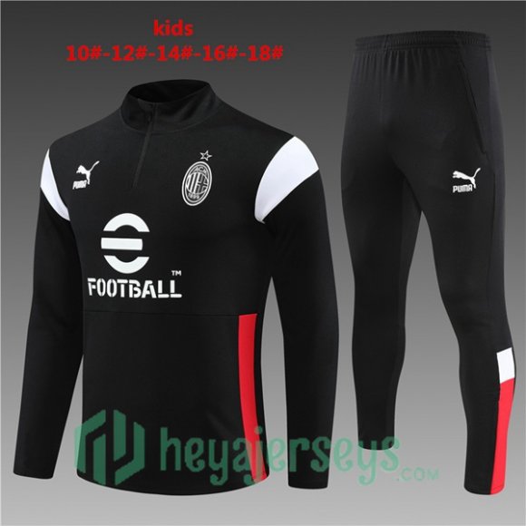 AC Milan Kids Training Tracksuit Suit Black 2023/2024