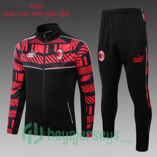 AC Milan Kids Training Jacket Suit Black Red 2023/2024