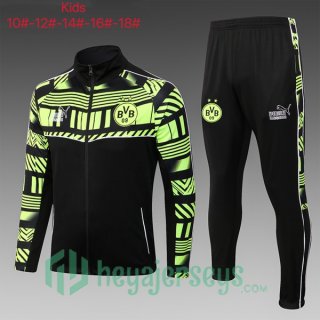 Dortmund BVB Kids Training Jacket Suit Black Green 2023/2024