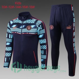 Manchester City Kids Training Jacket Suit Black Blue 2023/2024