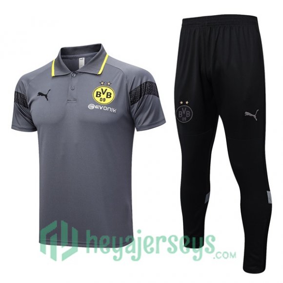 Borussia Dortmund Soccer Polo + Pants Grey 2023/2024