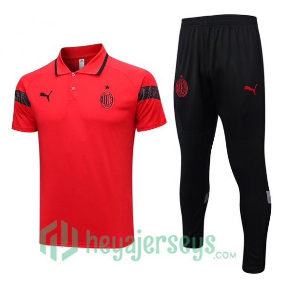 AC Milan Soccer Polo + Pants Red 2023/2024