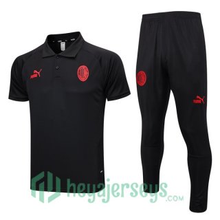 AC Milan Soccer Polo + Pants Black 2023/2024