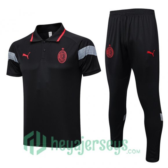 AC Milan Soccer Polo + Pants Black 2023/2024