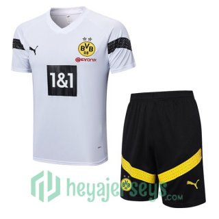 Borussia Dortmund Training T Shirt + Shorts White 2023/2024