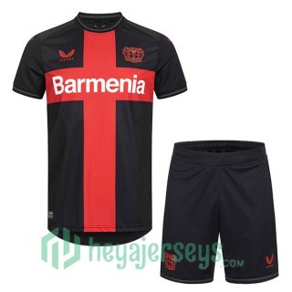 Bayer 04 Leverkusen Kids Soccer Jersey Home Black Red 2023/2024