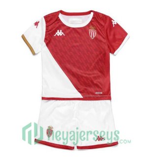 AS Monaco Kids Soccer Jersey Home White Red 2023/2024