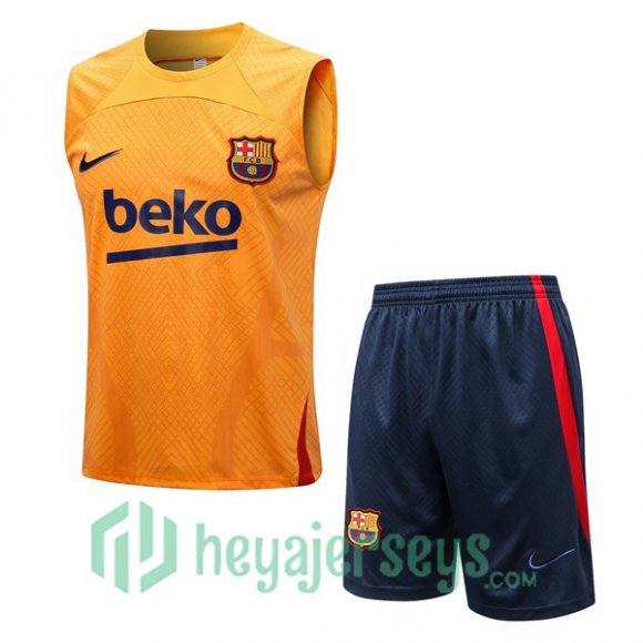 FC Barcelona Soccer Vest + Shorts Orange 2022/2023