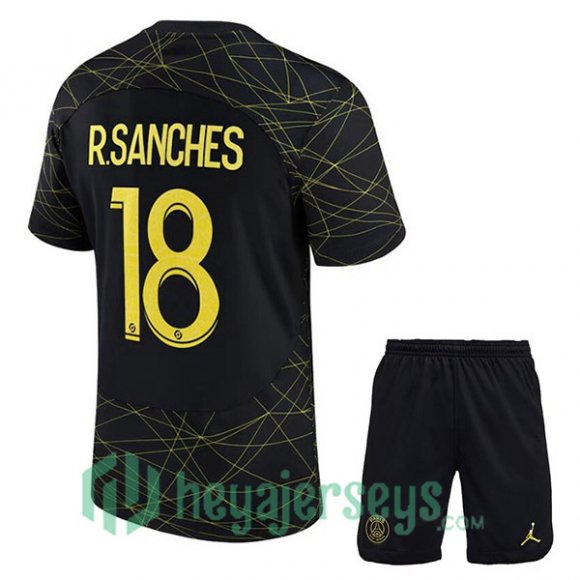 Paris Saint Germain (R.SANCHES 18) Kids Soccer Jersey Fourth Black 2022/2023