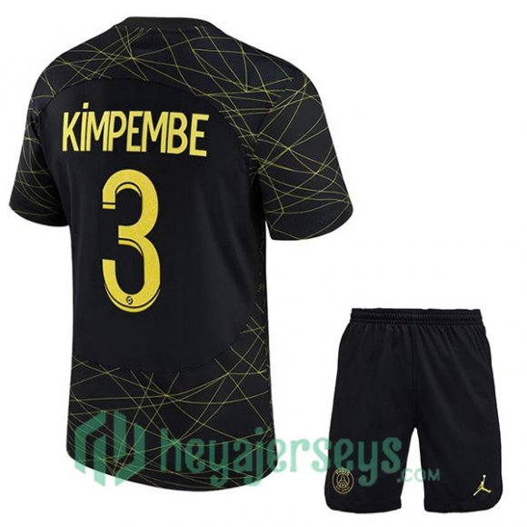 Paris Saint Germain (KIMPEMBE 3) Kids Soccer Jersey Fourth Black 2022/2023
