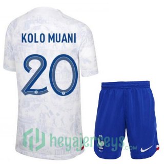 France (KOLO MUANI 20) Kids Away Jersey White 2023/2023