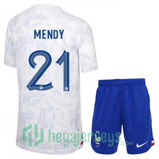 France (MENDY 21) Kids Away Jersey White 2023/2023