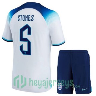 England (STONES 5) Kids Home Jersey White 2023/2023