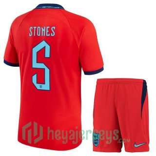 England (STONES 5) Kids Away Jersey Red 2023/2023