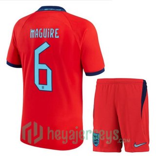 England (MAGUIRE 6) Kids Away Jersey Red 2023/2023