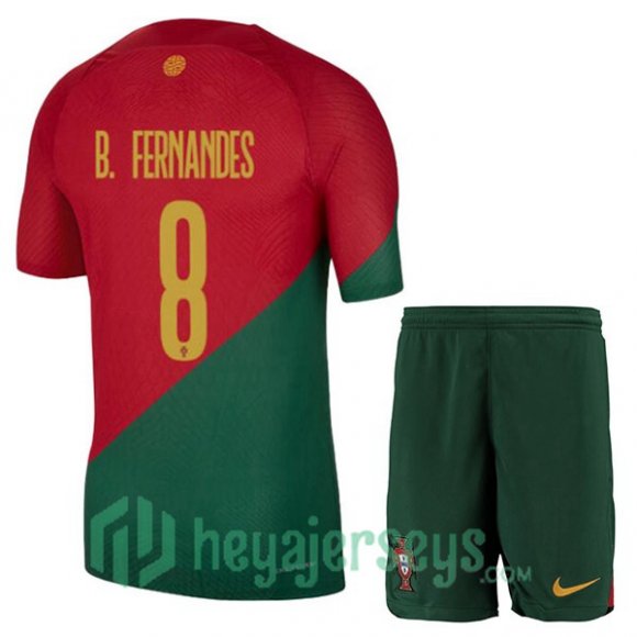 Portugal (J. MOUTINHO 8) Kids Home Jersey Red Green 2023/2023