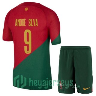 Portugal (ANDRÉ SILVA 9) Kids Home Jersey Red Green 2023/2023