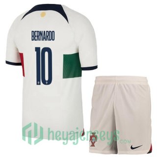 Portugal (BERNARDO 10) Kids Away Jersey White Red 2023/2023