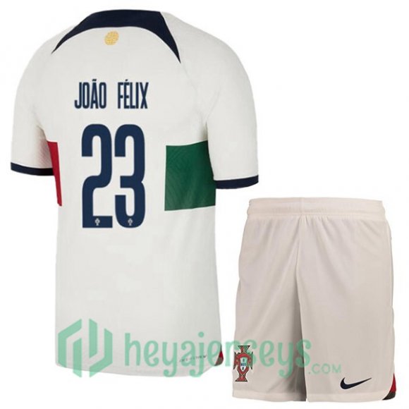 Portugal (JOÃO FÉLIX 23) Kids Away Jersey White Red 2023/2023