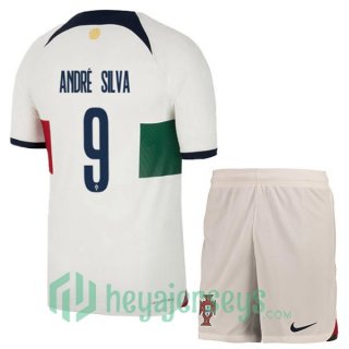 Portugal (ANDRÉ SILVA 9) Kids Away Jersey White Red 2023/2023