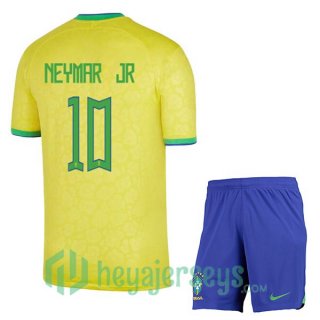Brazil (NEYMAR JR 10) Kids Home Jersey Yellow 2023/2023