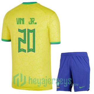Brazil (VINI JR. 20) Kids Home Jersey Yellow 2023/2023
