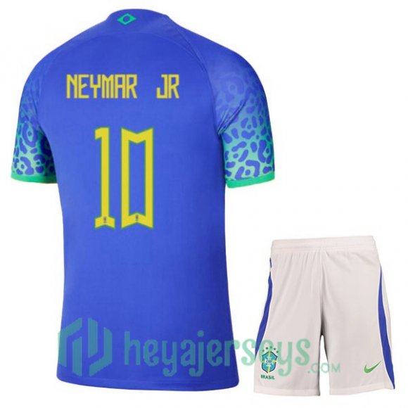 Brazil (NEYMAR JR 10) Kids Away Jersey Blue 2023/2023