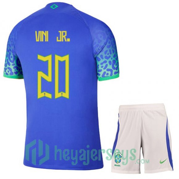 Brazil (VINI JR. 20) Kids Away Jersey Blue 2023/2023