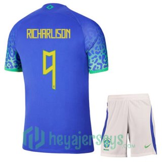 Brazil (RICHARLISON 9) Kids Away Jersey Blue 2023/2023