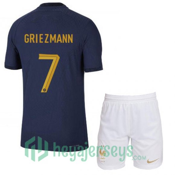 France (GRIEZMANN 7) Kids Home Jersey Royal Blue 2023/2023