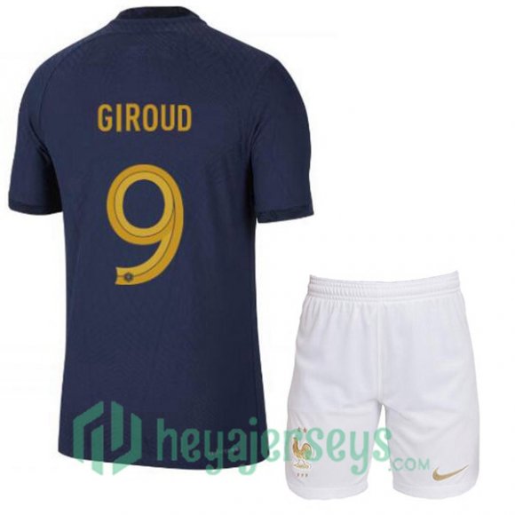 France (GIROUD 9) Kids Home Jersey Royal Blue 2023/2023