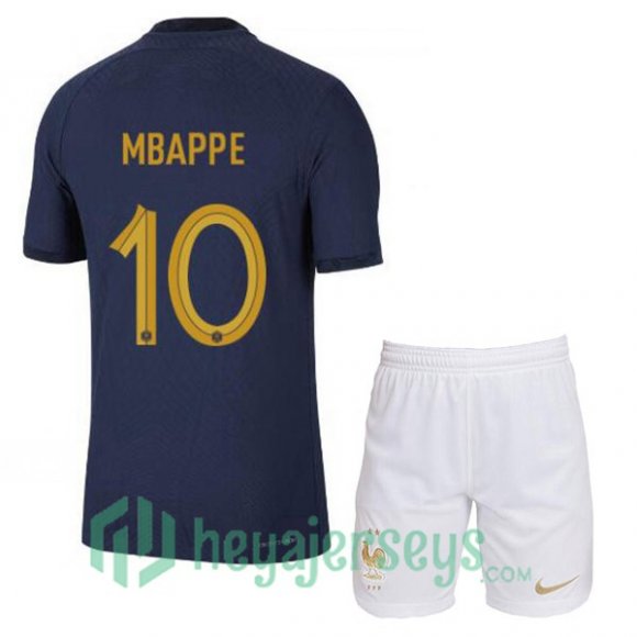 France (MBAPPE 10) Kids Home Jersey Royal Blue 2023/2023