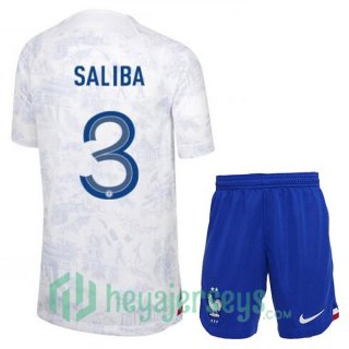 France (SALIBA 3) Kids Away Jersey White 2023/2023