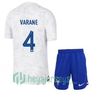 France (VARANE 4) Kids Away Jersey White 2023/2023