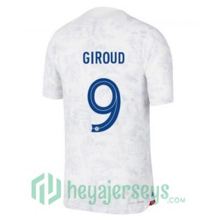 France (GIROUD 9) Away Jersey White 2023/2023