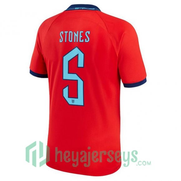 England (STONES 5) Away Jersey Red 2023/2023