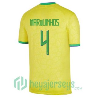 Brazil (MARQUINHOS 4) Home Jersey Yellow 2023/2023
