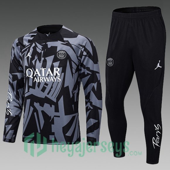 Paris Saint Germain Kids Training Jacket Suit Black Grey 2022/2023