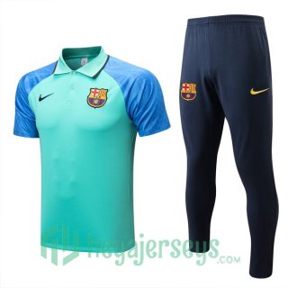FC Barcelona Polo Jersey + Pants Green Blue 2022/2023