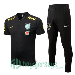 Brazil Polo Jersey + Pants Black 2022/2023