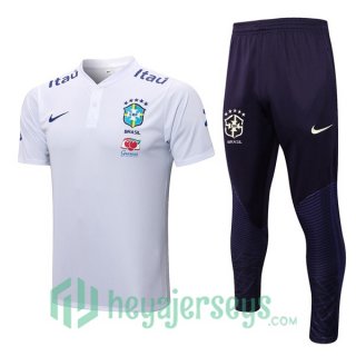 Brazil Polo Jersey + Pants White 2022/2023